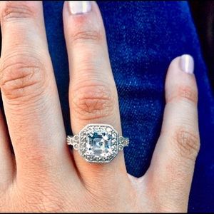 Platinum & Swarovski Engagement Ring/Wedding Band